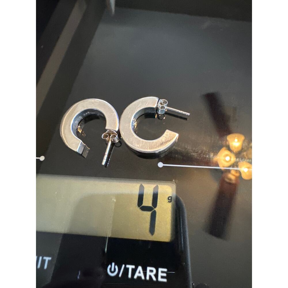 925 Silver 3D CHUNKY HOOP EARRINGS Thailand - Picture 9 of 10